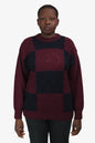 Burberrys Maroon/Navy Wool Embroidered Logo Check Sweater Est. Size M