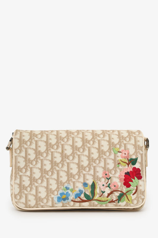 Christian Dior By John Galliano 2005 Beige Diorissimo Floral Crossbody Bag Rovelle Bags