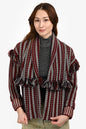 Burberry Red/Multicolour Wool/Cashmere Fringe Short Cardigan Size XS