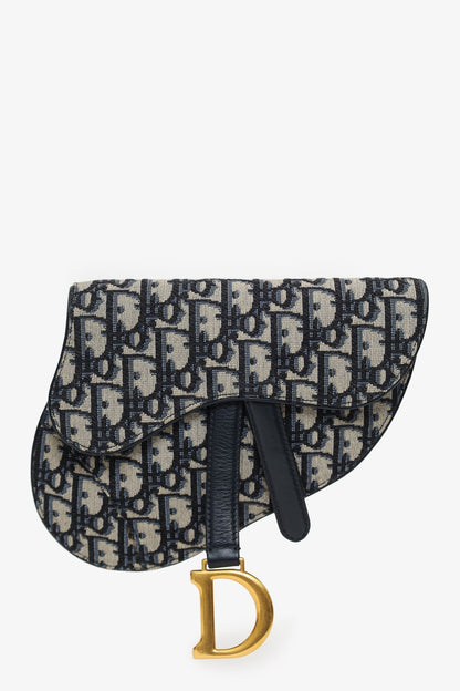 Christian Dior Navy Oblique Canvas Saddle Belt Bag Rovelle Bags