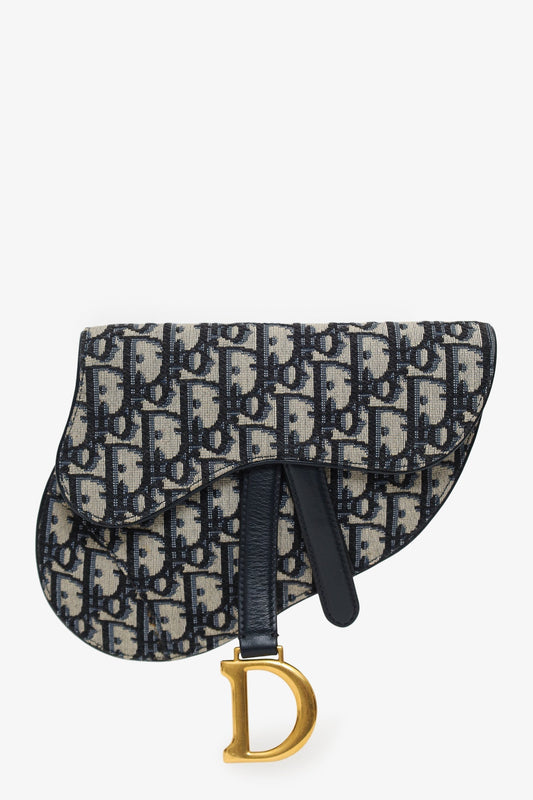 Christian Dior Navy Oblique Canvas Saddle Belt Bag Rovelle Bags