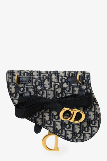Christian Dior Navy Oblique Canvas Saddle Belt Bag Rovelle Bags