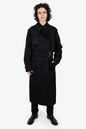 Burberry 2024 Black Cotton Double Breasted Belted Long Trench Coat Size 50