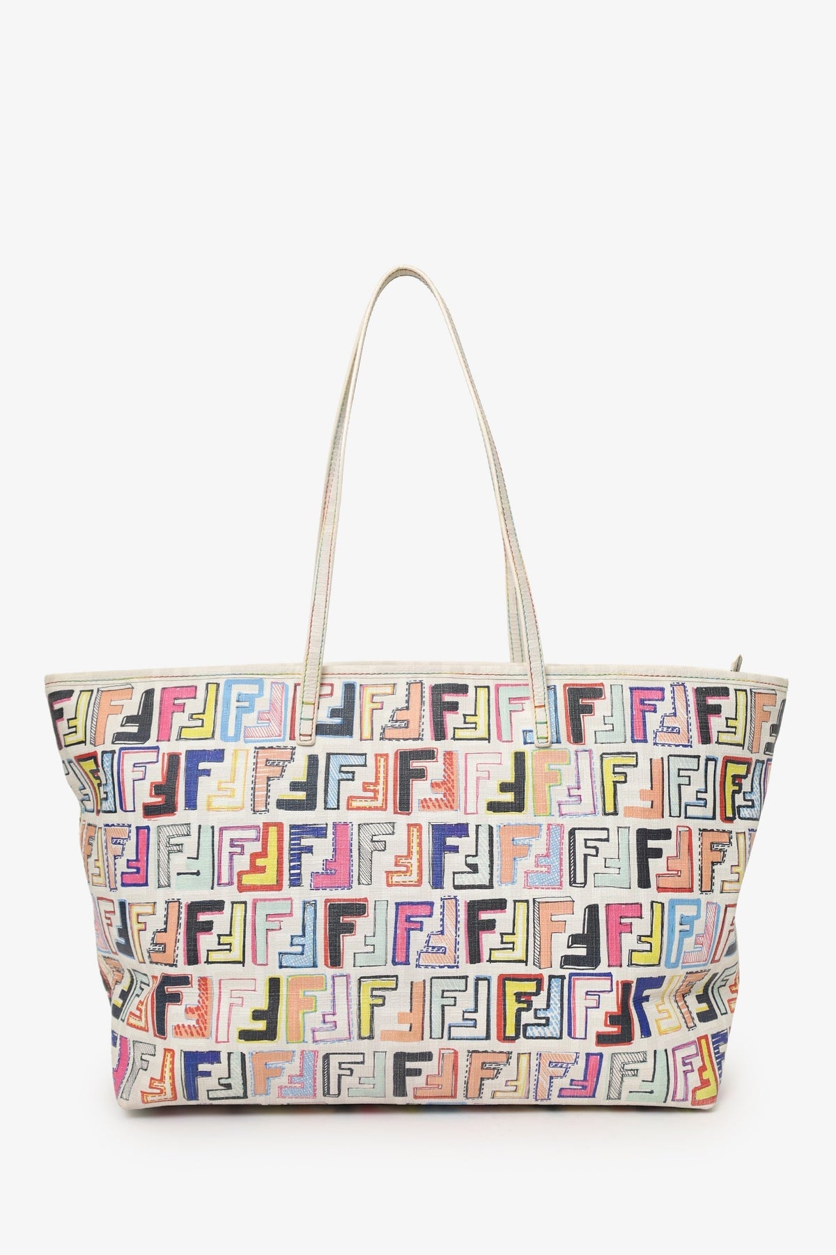 Fendi White/Multicolour Zucca Spalmati Roll Tote Rovelle Bags