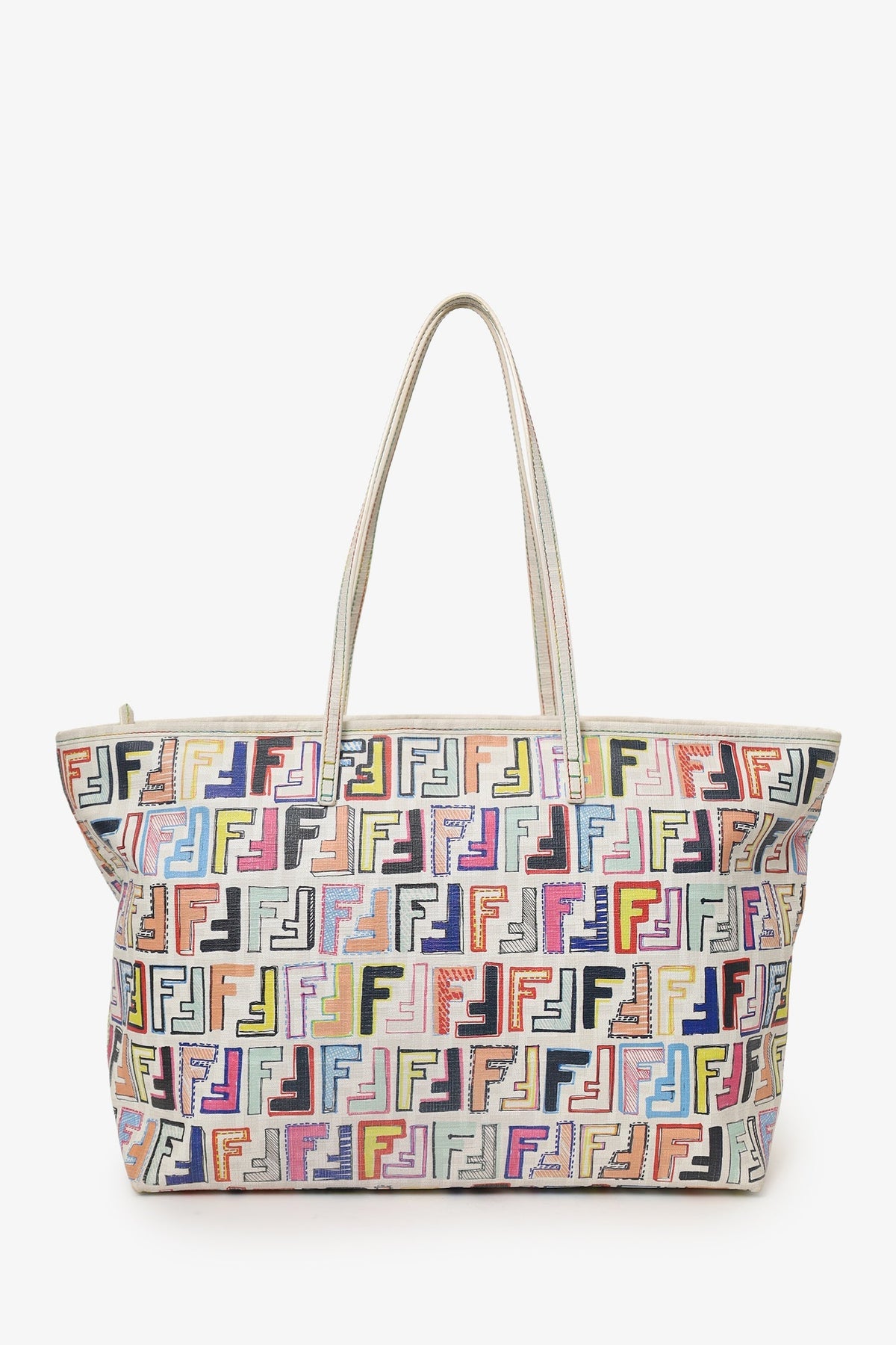 Fendi White/Multicolour Zucca Spalmati Roll Tote Rovelle Bags
