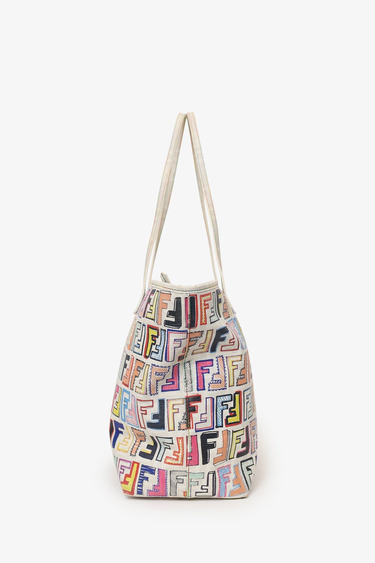 Fendi White/Multicolour Zucca Spalmati Roll Tote Rovelle Bags