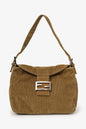 Fendi Brown Corduroy Double Flap Baguette Shoulder Bag Rovelle Bags