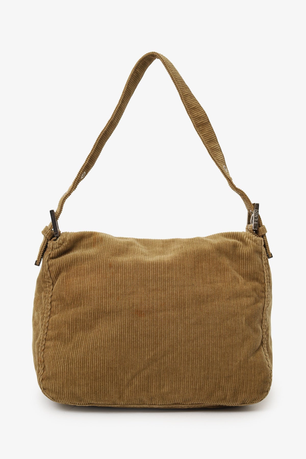 Fendi Brown Corduroy Double Flap Baguette Shoulder Bag Rovelle Bags