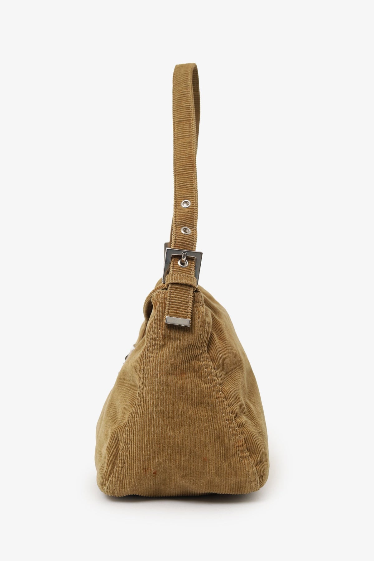 Fendi Brown Corduroy Double Flap Baguette Shoulder Bag Rovelle Bags