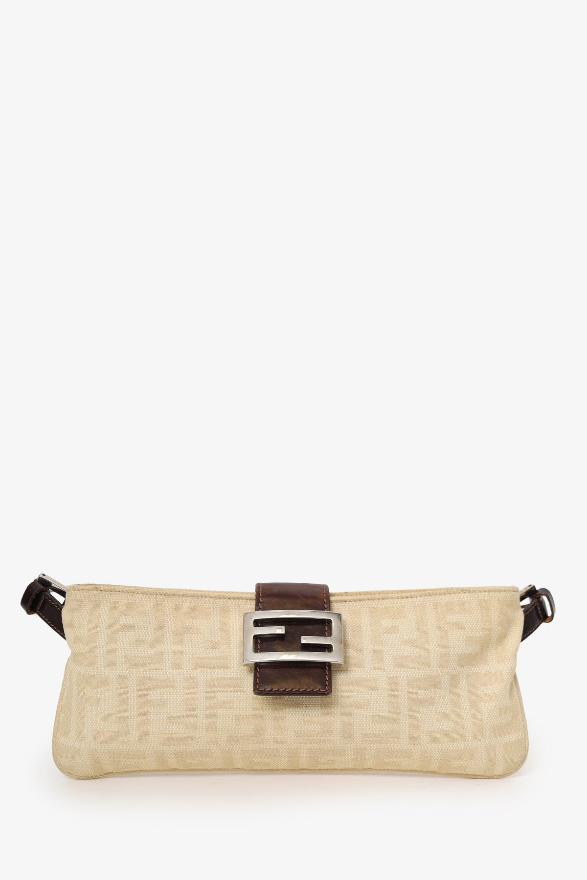 Fendi Beige FF Zucca Canvas Baguette Pochette Rovelle Bags