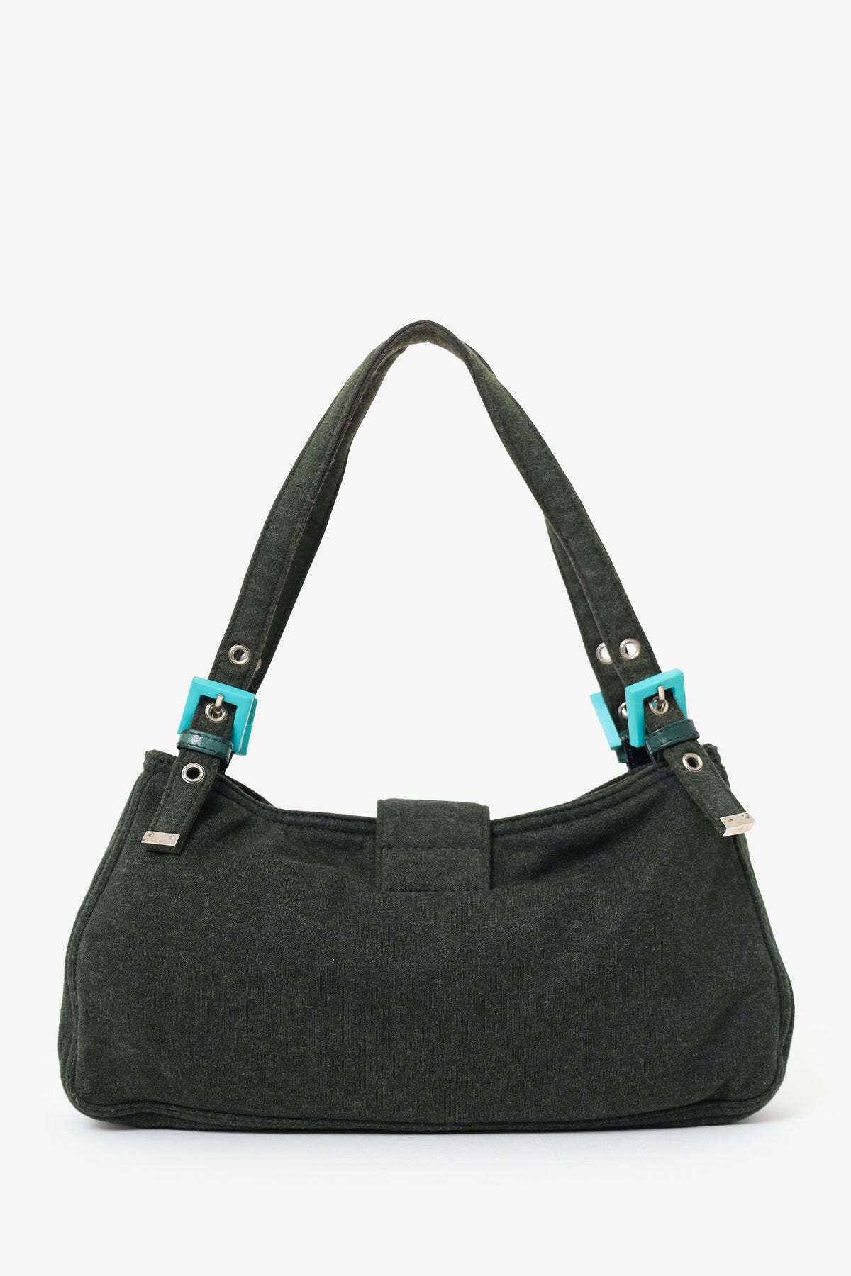 Fendi Green/Blue Jersey Double Strap Mama Baguette Bag Rovelle Bags
