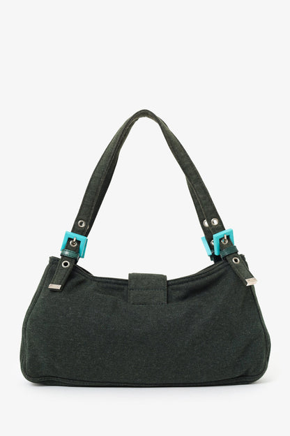 Fendi Green/Blue Jersey Double Strap Mama Baguette Bag Rovelle Bags