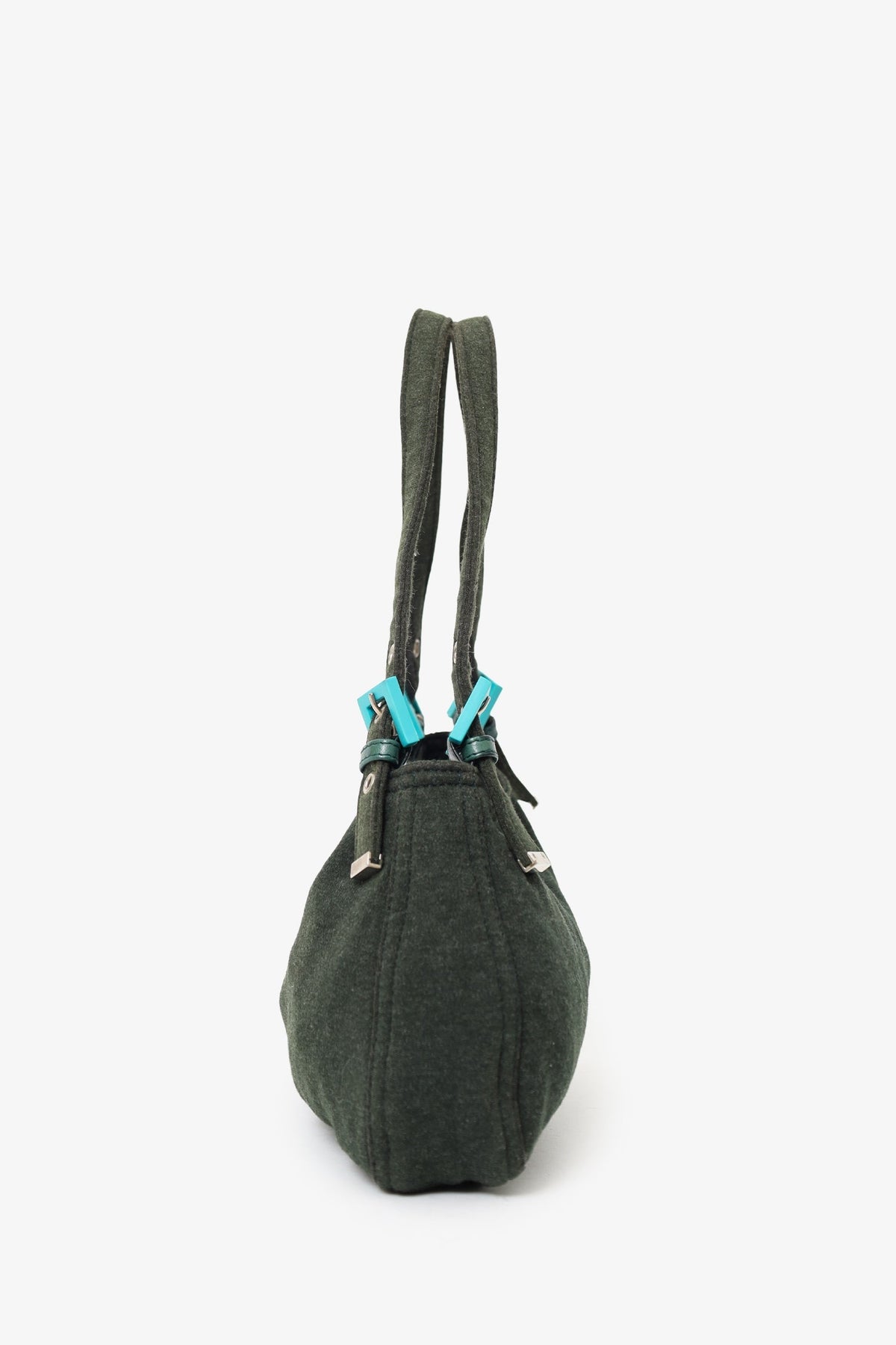 Fendi Green/Blue Jersey Double Strap Mama Baguette Bag Rovelle Bags