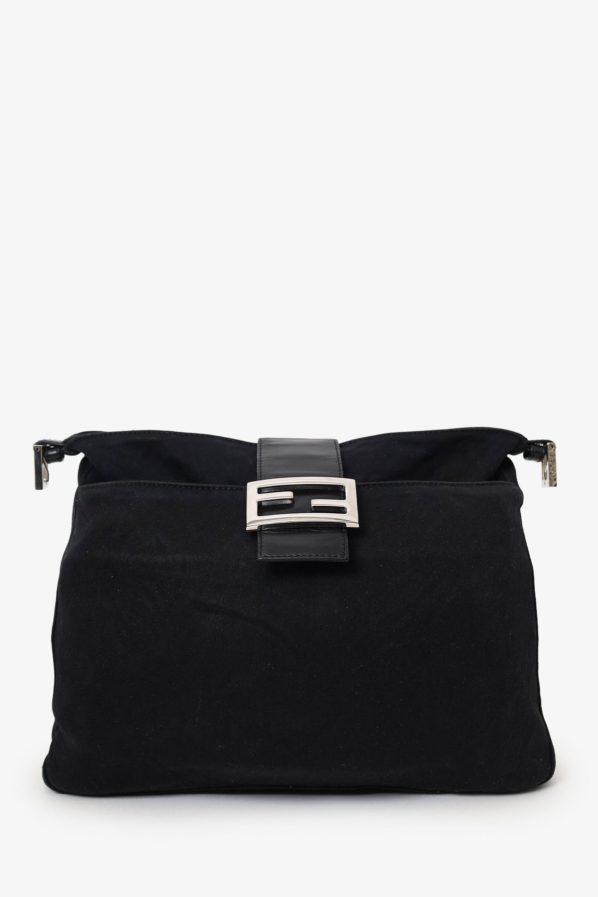 Fendi Black Fabric Forever Baguette Shoulder Bag Rovelle Bags
