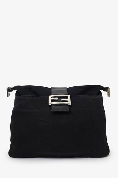 Fendi Black Fabric Forever Baguette Shoulder Bag Rovelle Bags