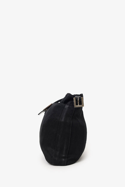 Fendi Black Fabric Forever Baguette Shoulder Bag Rovelle Bags