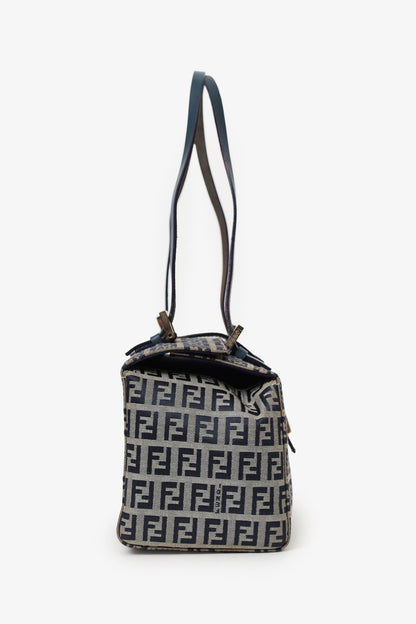 Fendi Navy/Grey FF Zucca Canvas Bento Box Bag Rovelle Bags
