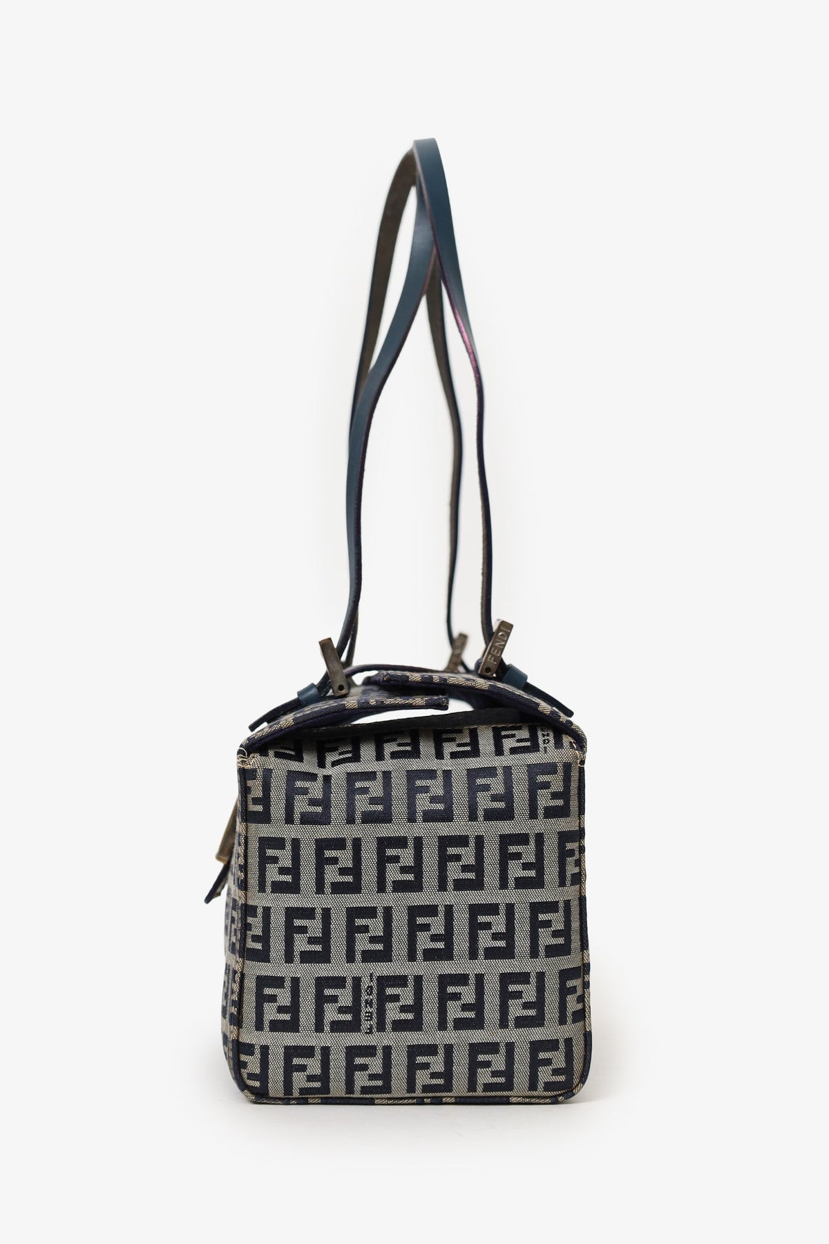 Fendi Navy/Grey FF Zucca Canvas Bento Box Bag Rovelle Bags