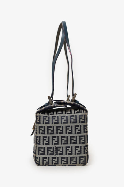 Fendi Navy/Grey FF Zucca Canvas Bento Box Bag Rovelle Bags
