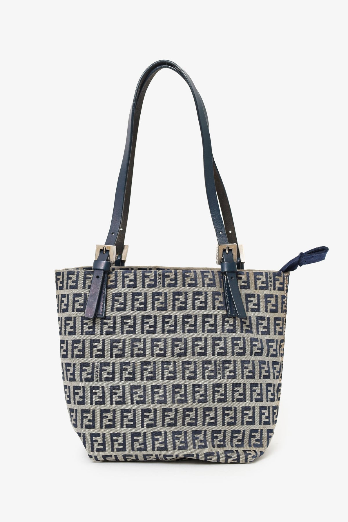 Fendi Navy/Grey FF Zucca Canvas Mini Bucket Bag Rovelle Bags