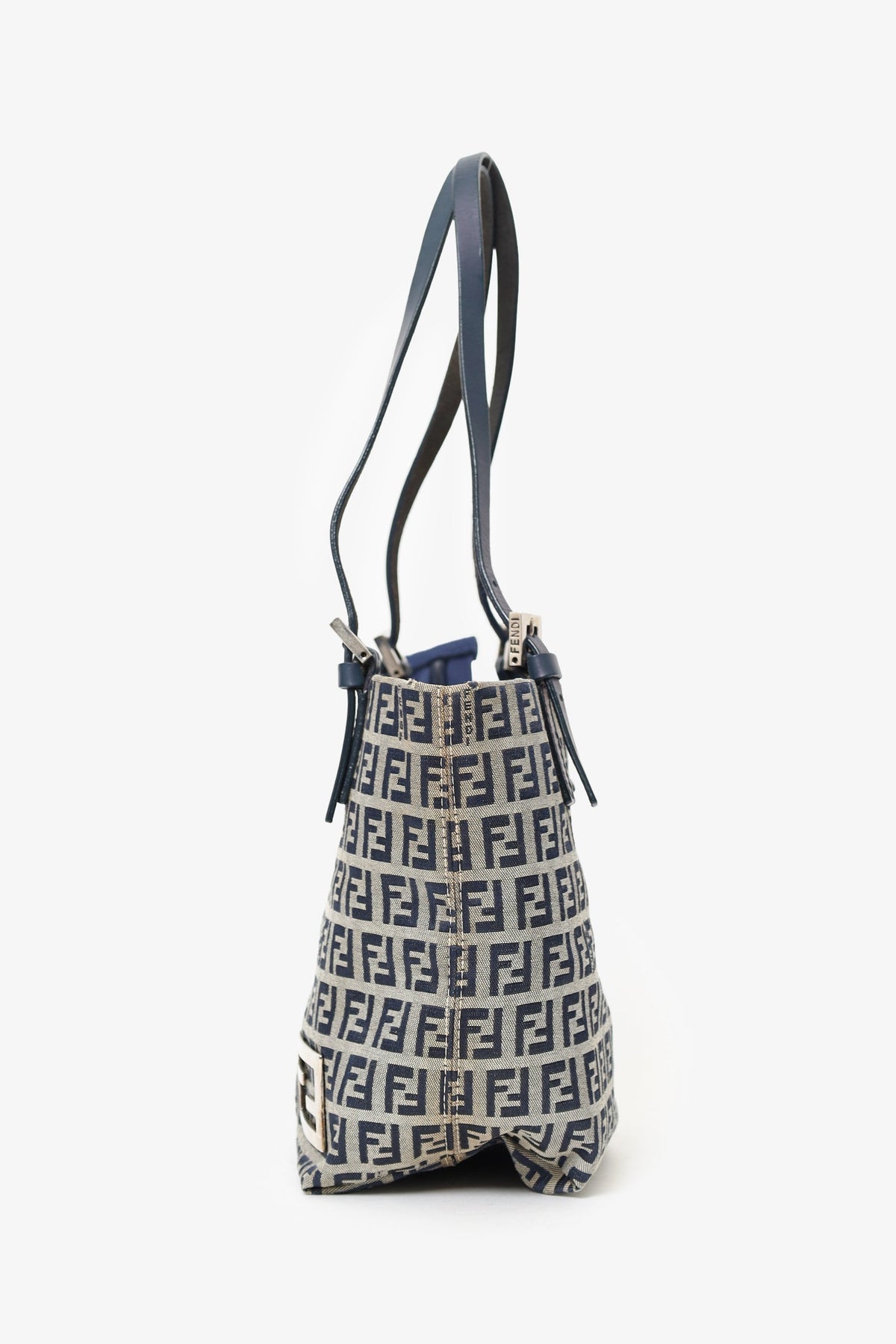 Fendi Navy/Grey FF Zucca Canvas Mini Bucket Bag Rovelle Bags
