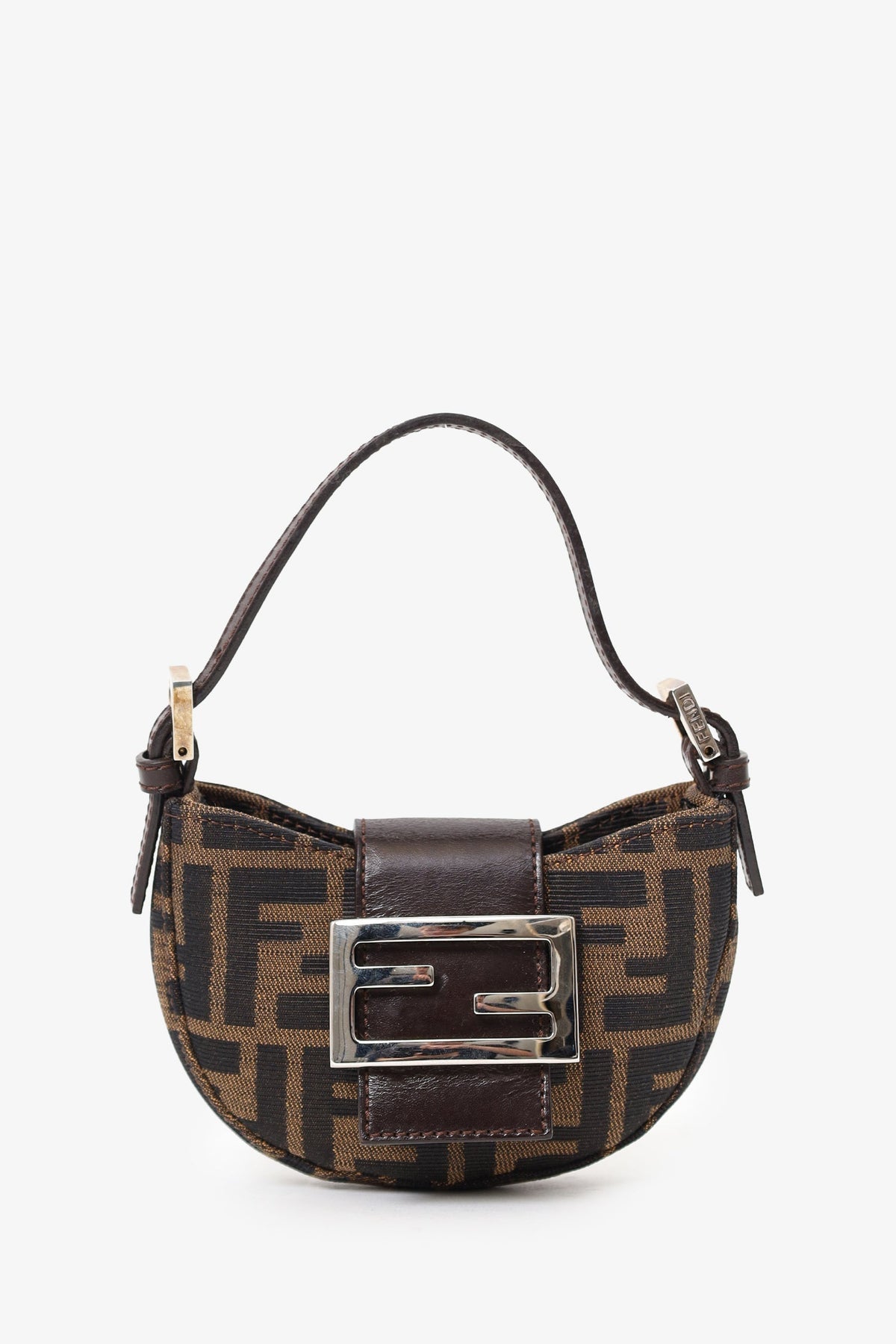 Fendi Brown Zucca Print Canvas Mini Half Moon Baguette Bag Rovelle Bags