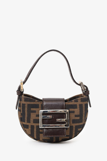 Fendi Brown Zucca Print Canvas Mini Half Moon Baguette Bag Rovelle Bags
