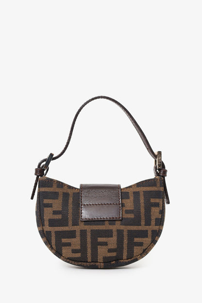 Fendi Brown Zucca Print Canvas Mini Half Moon Baguette Bag Rovelle Bags