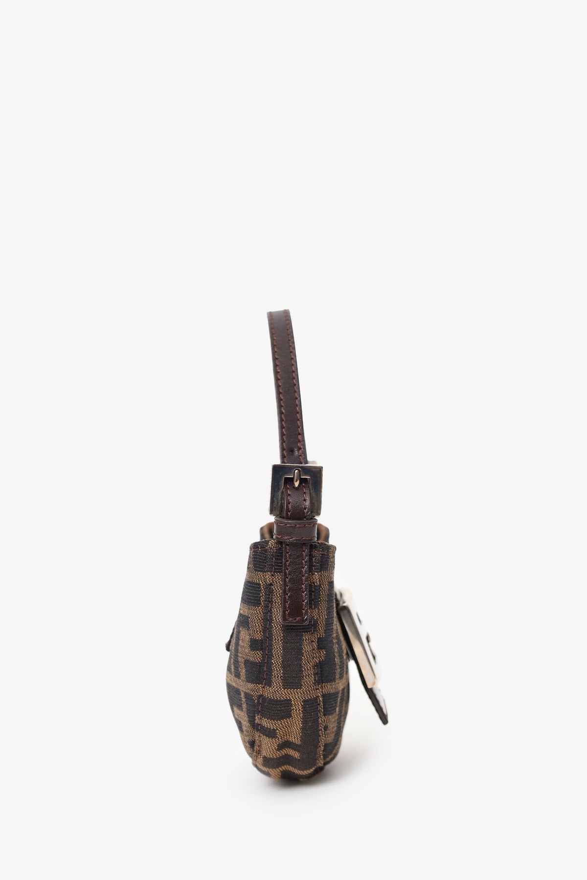 Fendi Brown Zucca Print Canvas Mini Half Moon Baguette Bag Rovelle Bags