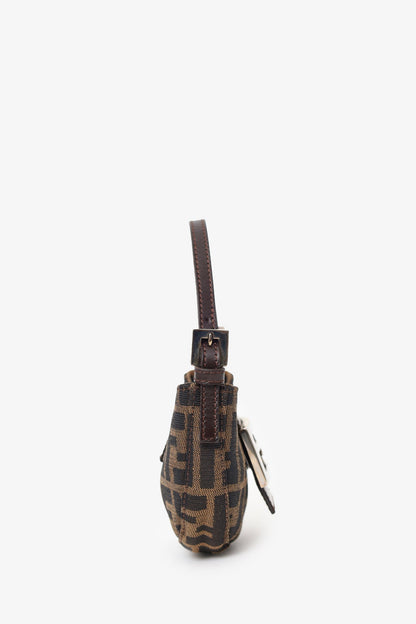 Fendi Brown Zucca Print Canvas Mini Half Moon Baguette Bag Rovelle Bags