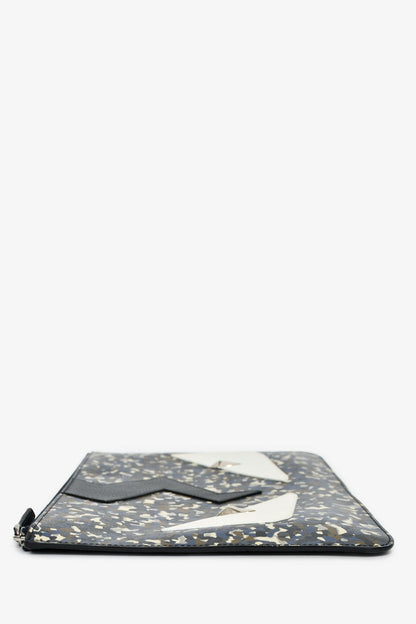 Fendi 2016 Black/White Leather Monster Eyes Zip Pouch Rovelle Bags