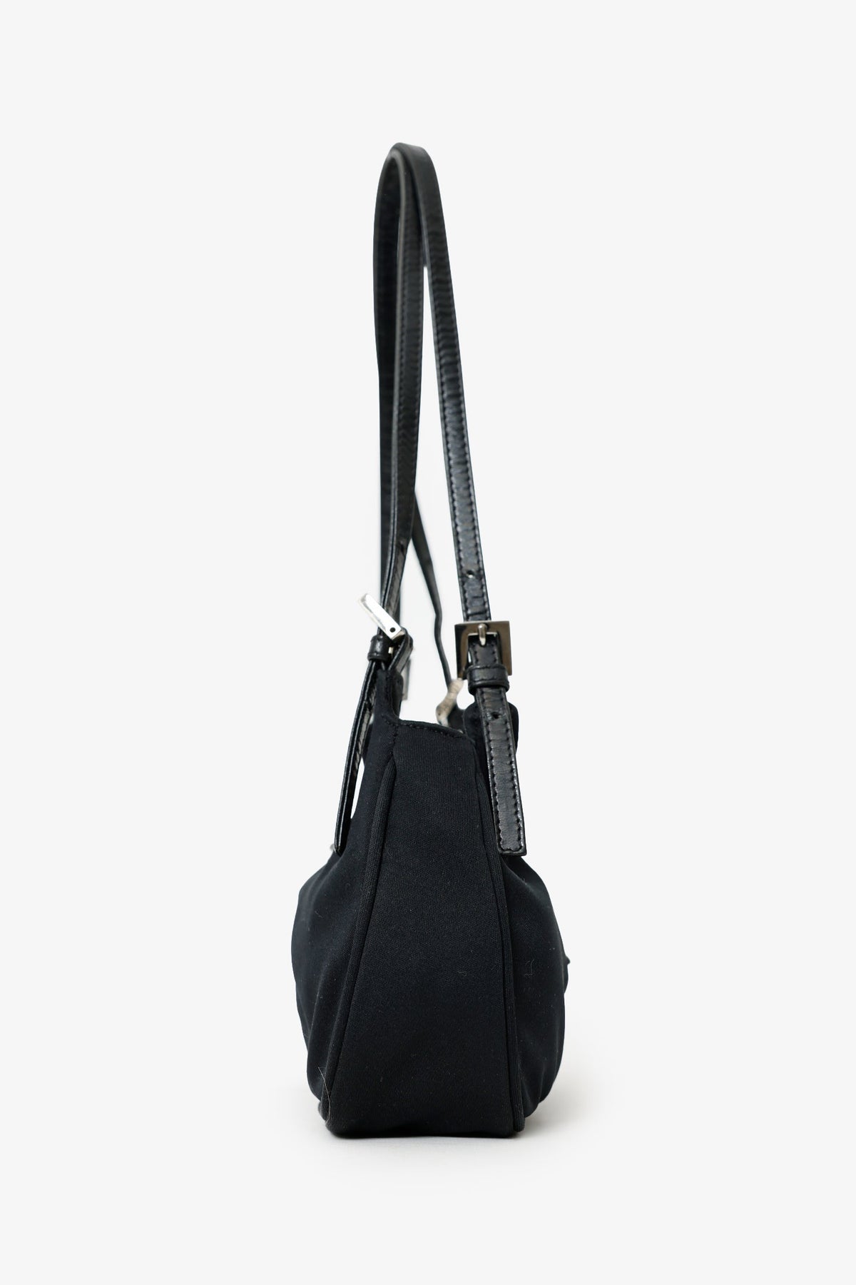 Fendi Black Fabric Double Strap Mama Baguette Bag Rovelle Bags