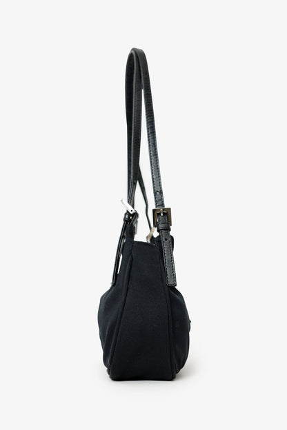 Fendi Black Fabric Double Strap Mama Baguette Bag Rovelle Bags