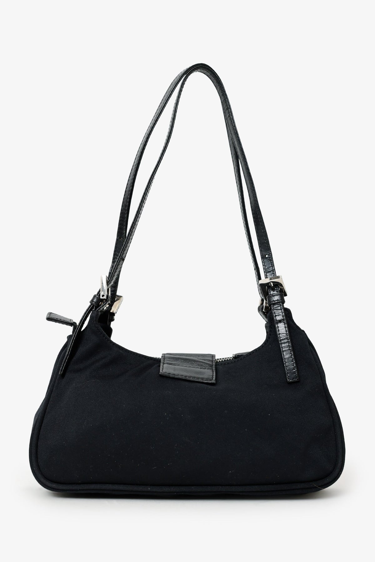Fendi Black Fabric Double Strap Mama Baguette Bag Rovelle Bags