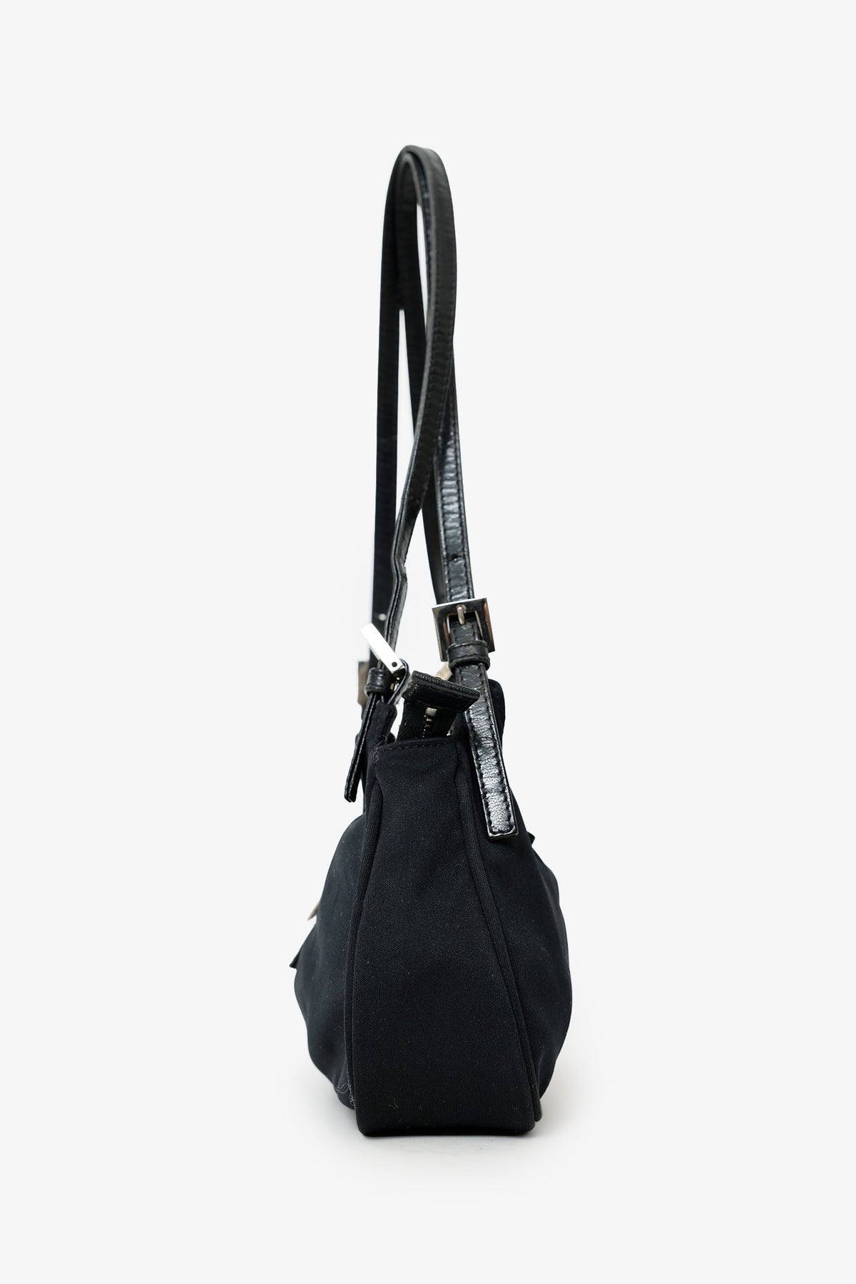 Fendi Black Fabric Double Strap Mama Baguette Bag Rovelle Bags