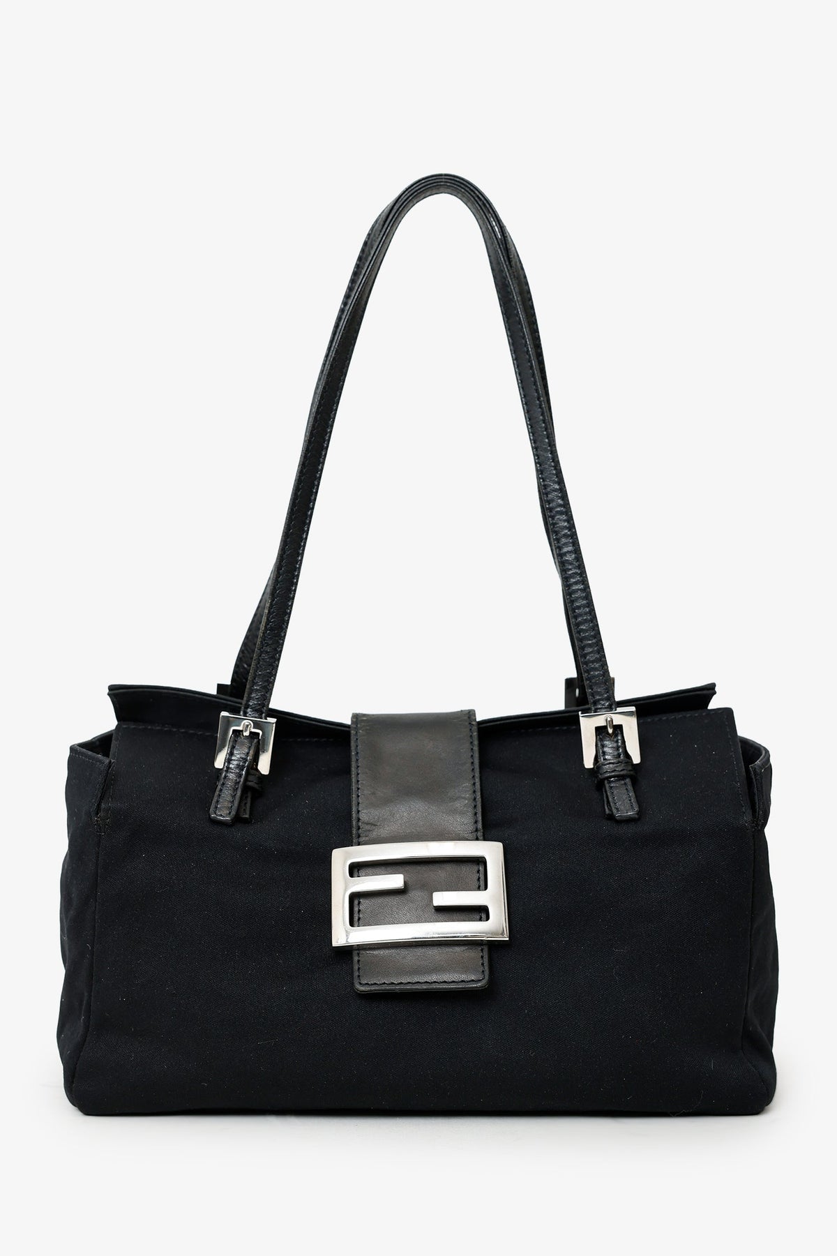 Fendi Black Fabric Neoprene Baguette Shoulder Bag Rovelle Bags