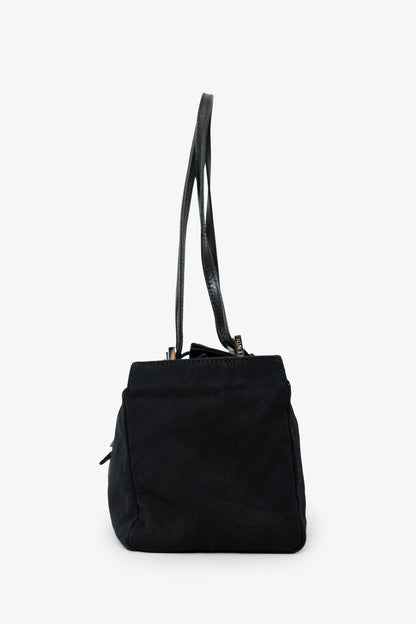 Fendi Black Fabric Neoprene Baguette Shoulder Bag Rovelle Bags