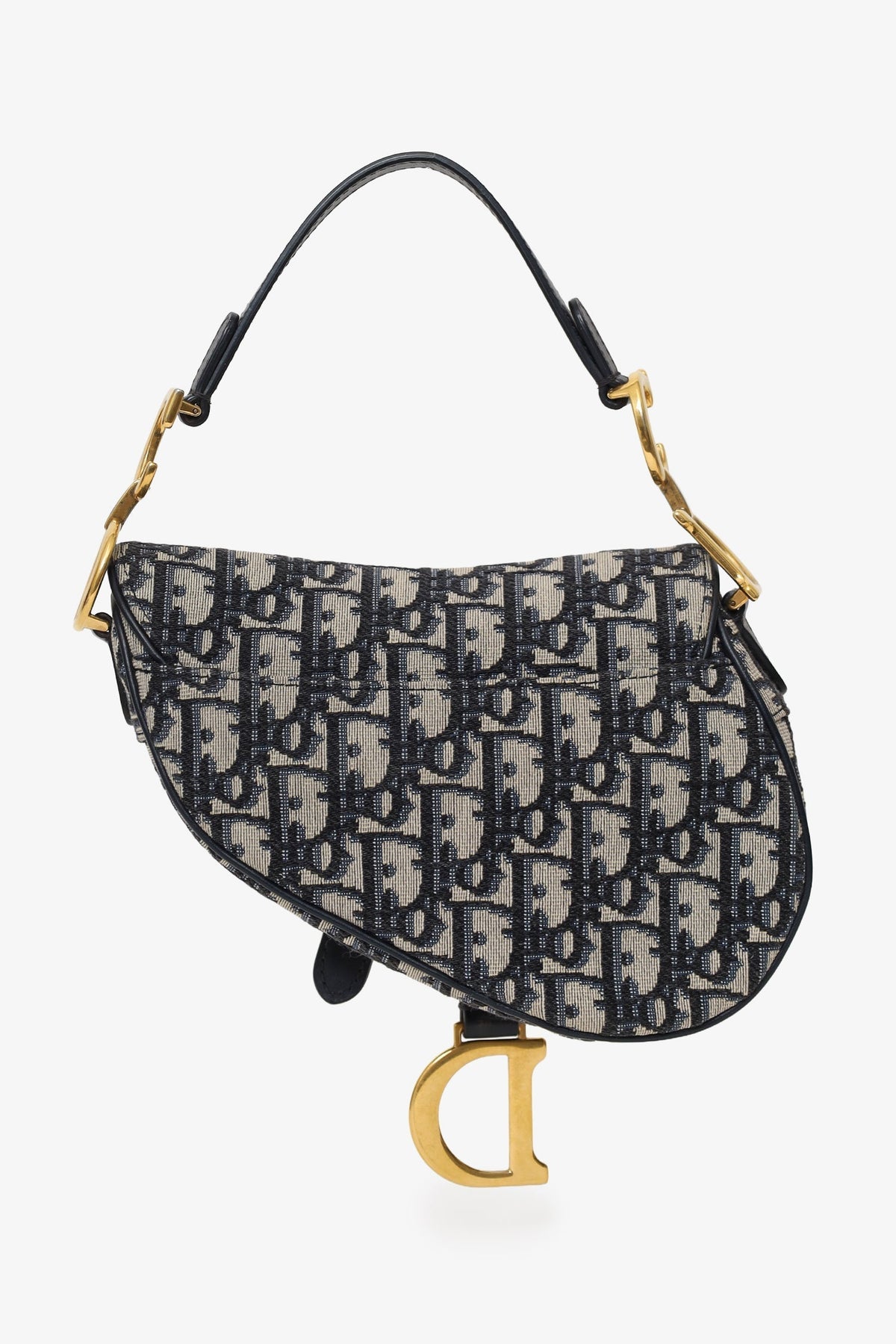 Christian Dior 2018 Blue Oblique Jacquard Mini Saddle Bag With Strap Rovelle Bags