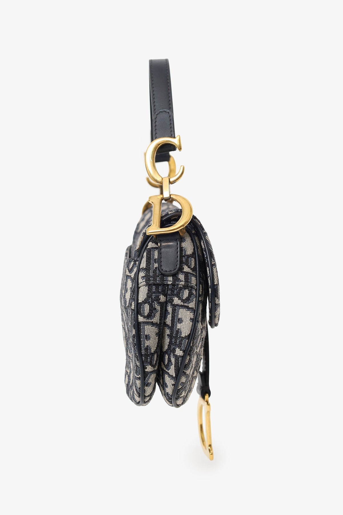 Christian Dior 2018 Blue Oblique Jacquard Mini Saddle Bag With Strap Rovelle Bags