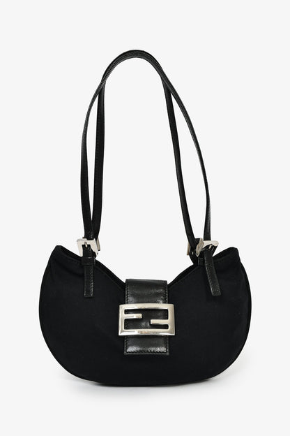 Fendi Black Fabric Mamma Half Moon Shoulder Bag Rovelle Bags