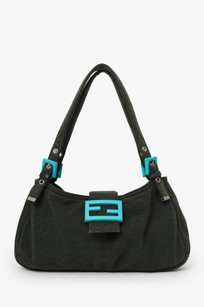 Fendi Green/Blue Jersey Double Strap Mama Baguette Bag Rovelle Bags
