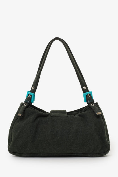 Fendi Green/Blue Jersey Double Strap Mama Baguette Bag Rovelle Bags
