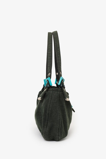Fendi Green/Blue Jersey Double Strap Mama Baguette Bag Rovelle Bags