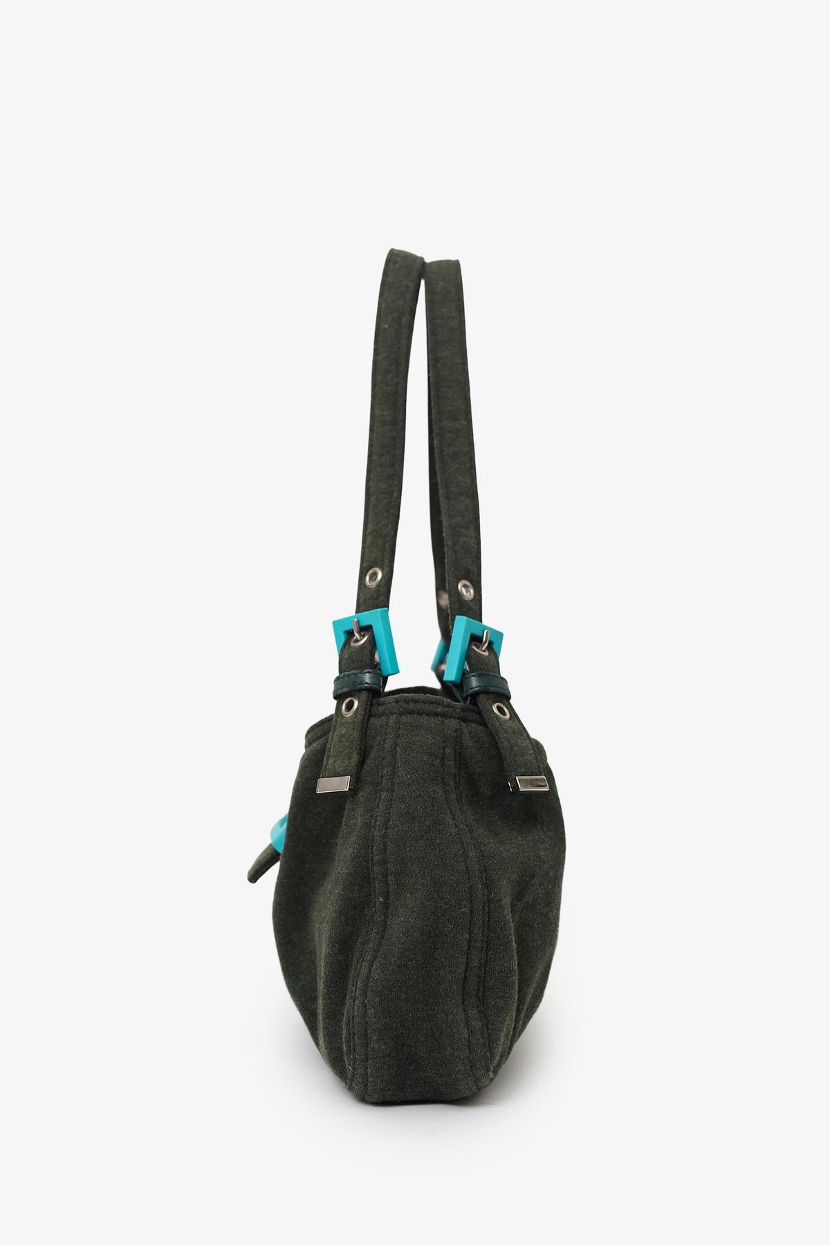Fendi Green/Blue Jersey Double Strap Mama Baguette Bag Rovelle Bags