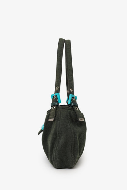 Fendi Green/Blue Jersey Double Strap Mama Baguette Bag Rovelle Bags