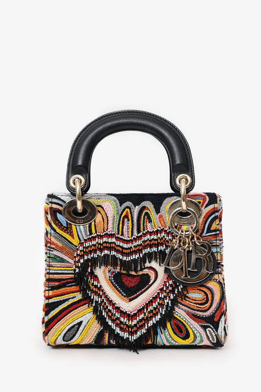 Christian Dior 2018 Limited Edition Black Beaded Embroidered Mini Lady Dior Bag Rovelle Bags