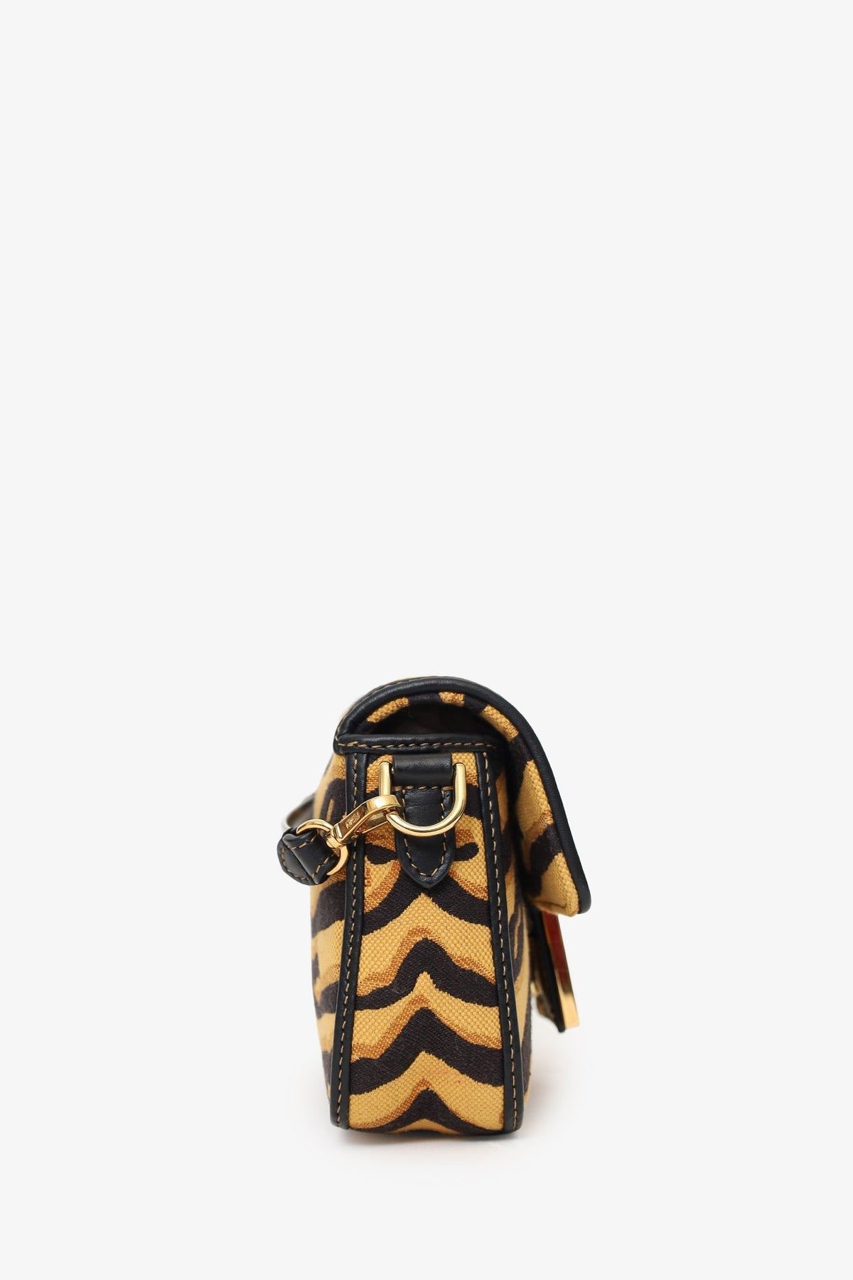 Fendi 2021 Tiger Embroidered Canvas Baguette Bag Rovelle Bags