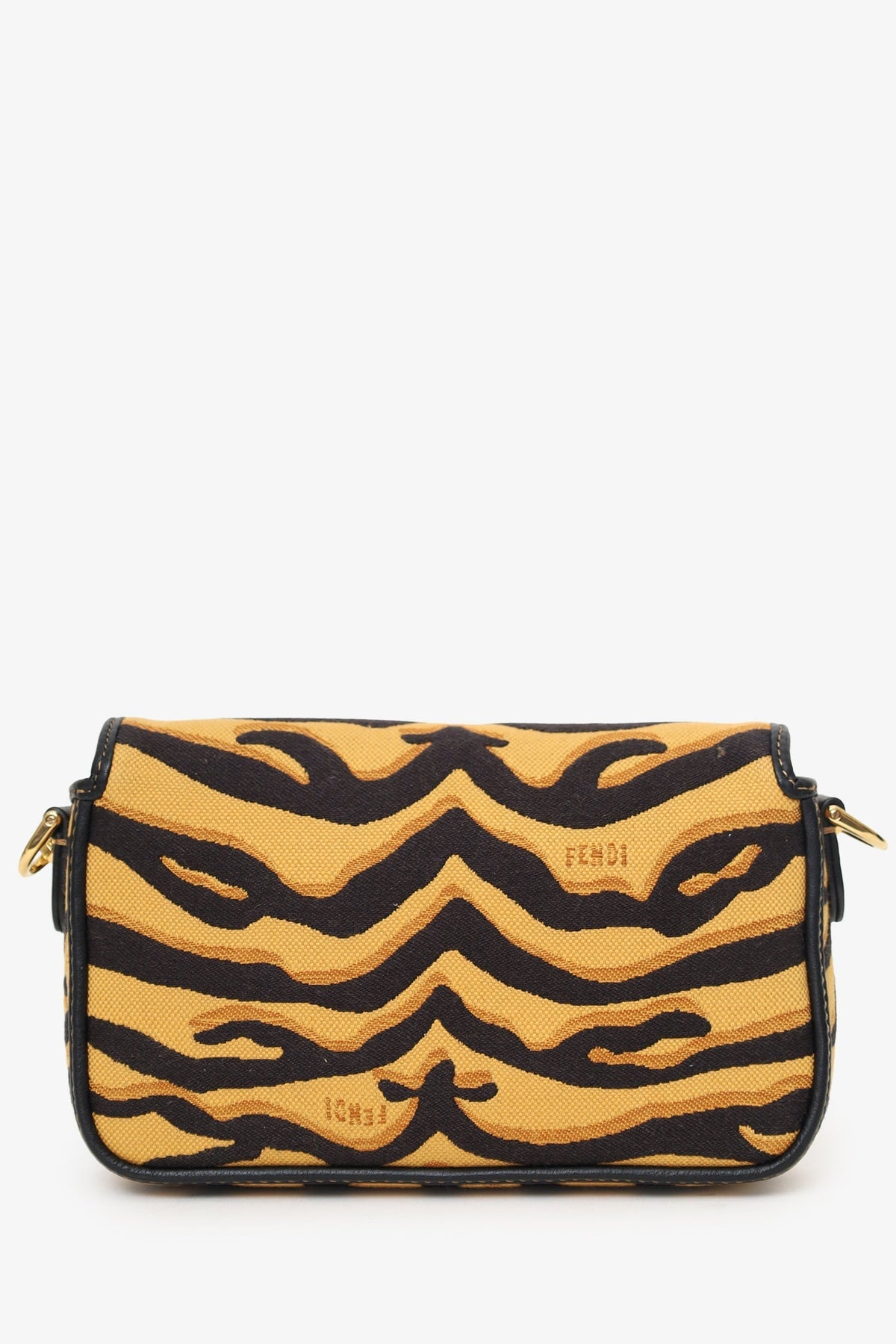 Fendi 2021 Tiger Embroidered Canvas Baguette Bag Rovelle Bags
