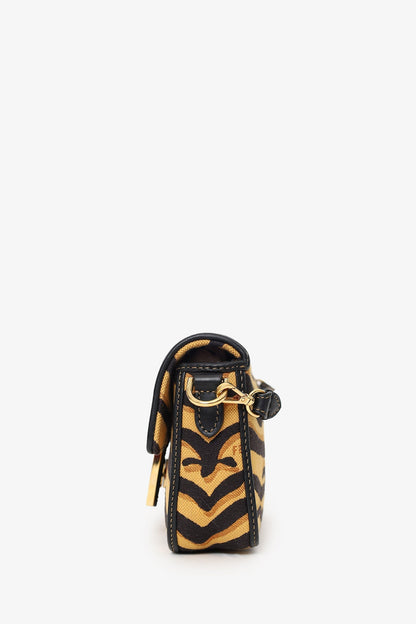 Fendi 2021 Tiger Embroidered Canvas Baguette Bag Rovelle Bags