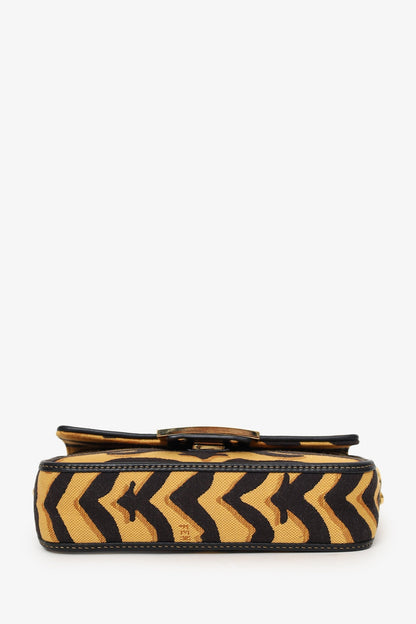 Fendi 2021 Tiger Embroidered Canvas Baguette Bag Rovelle Bags